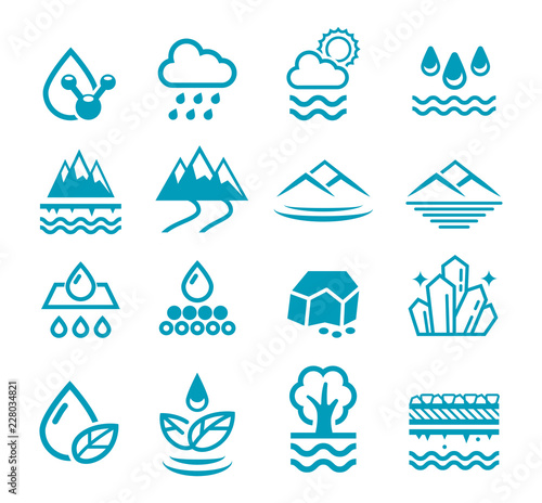 mineral water icon. Groundwater from the natural filter process.