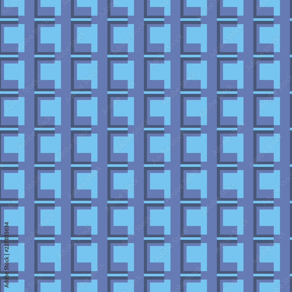 Blue seamless geometric pattern with different combinations of squares and rectangles. Traditional tile style Blue seamless geometric pattern with different combinations of squares and rectangles. Traditional tile style