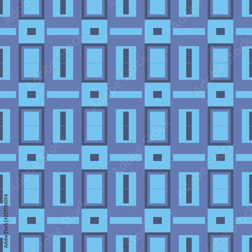 Blue seamless geometric pattern with different combinations of squares and rectangles. Traditional tile style photo