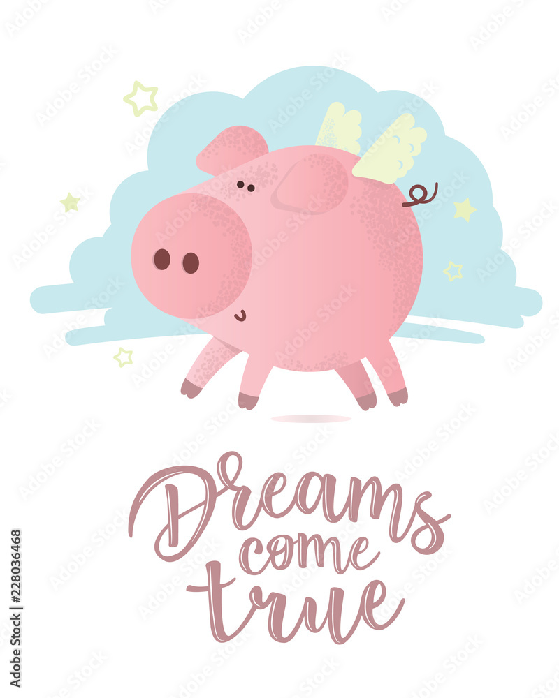 Cute vector pink pig with Cute vector pink pig with