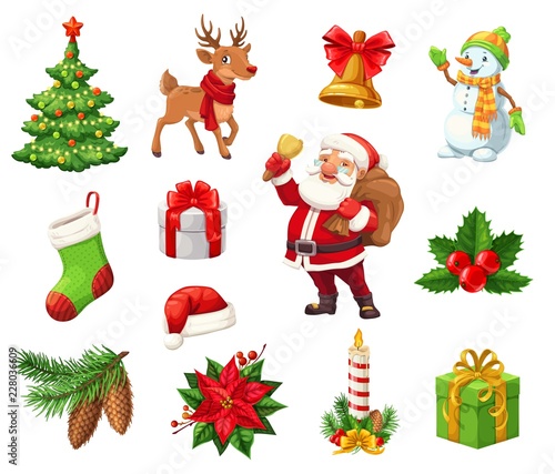 Winter Christmas holiday objects vector isolated