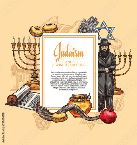 Judaism religion and Jewish tradition symbols