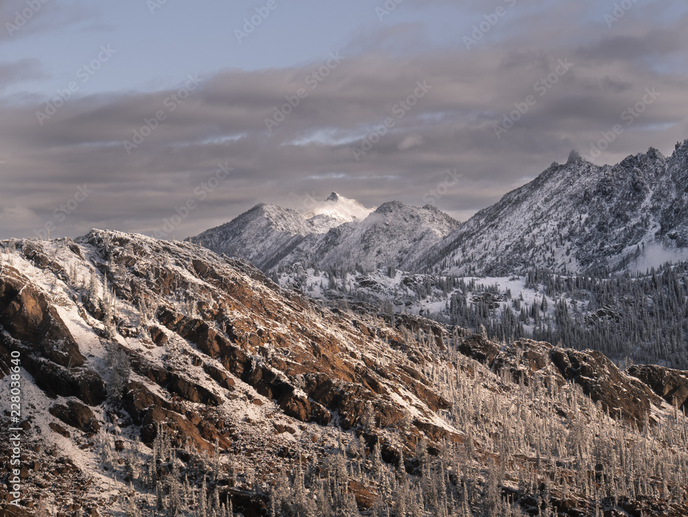 Snow covered mountains and giant landscape Snow covered mountains and giant landscape