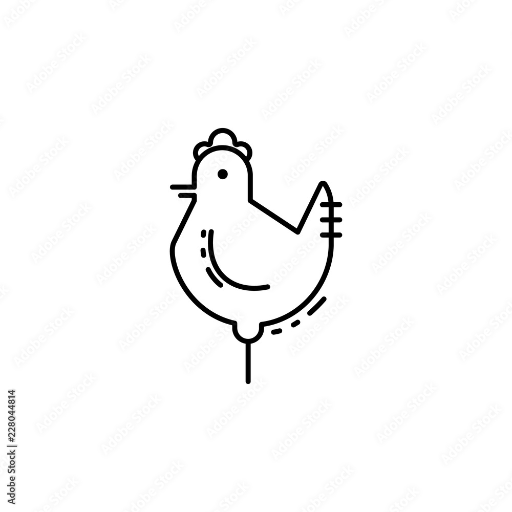 Chicken Facing icon. Element of Jewish icon for mobile concept and web apps. Thin line Chicken Facing icon can be used for web and mobile