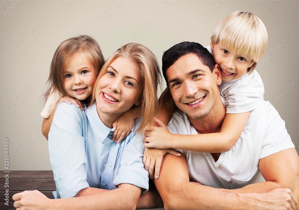 Beautiful smiling Lovely family on background