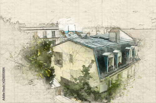 Photography Paris rooftop view
