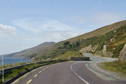 View from automobile of Slea Head Drive on the Dingle Peninsula in County Kerry, Ireland