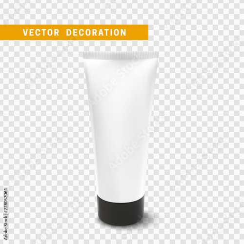 Cream or lotion tube, isolated Mock Up template. Realistic Packaging for Cosmetics. Vector object on transparent background