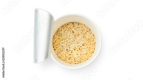 Fotografia Instant noodles cup on a white background.