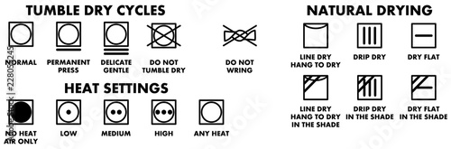 Laundry washing symbols, icons for drying.