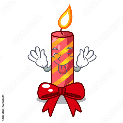 Tongue out decorative christmas candles isolated on mascot