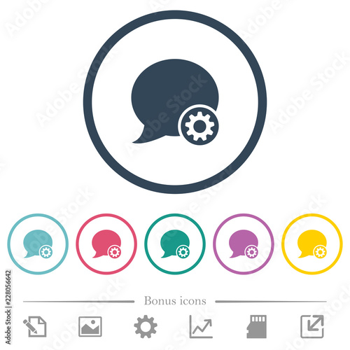 Blog comment settings flat color icons in round outlines