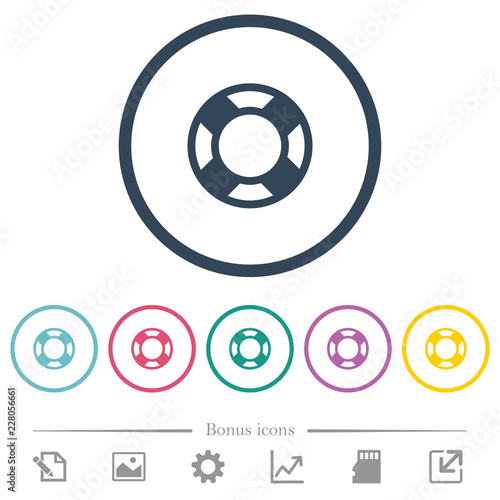 Lifesaver flat color icons in round outlines