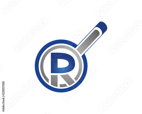 magnifying glass tech R logo icon
