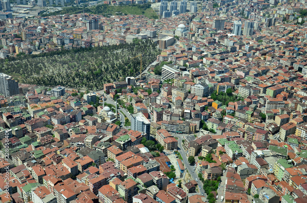  Levent District in istanbul. View to the red roofs from the top
