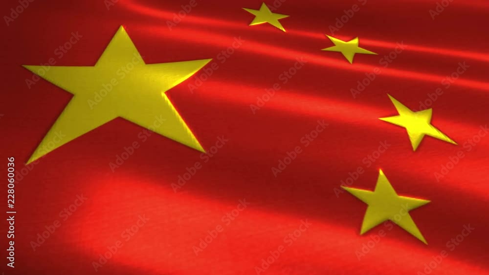 Charming 3D animation 4K flag of China on silk and shadow Charming 3D animation 4K flag of China on silk and shadow