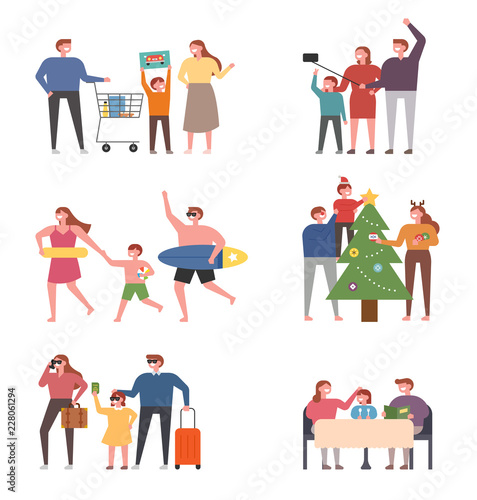 children day happy family set. flat design style vector graphic illustration. © MINIWIDE