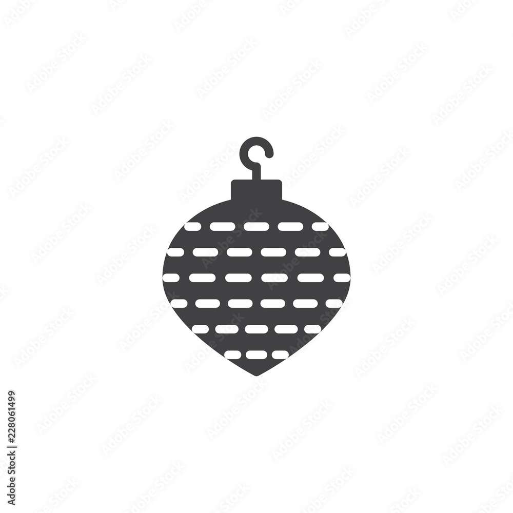 Obraz premium Decoration Christmas bauble vector icon. filled flat sign for mobile concept and web design. Christmas tree toy ball simple solid icon. Symbol, logo illustration. Pixel perfect vector graphics