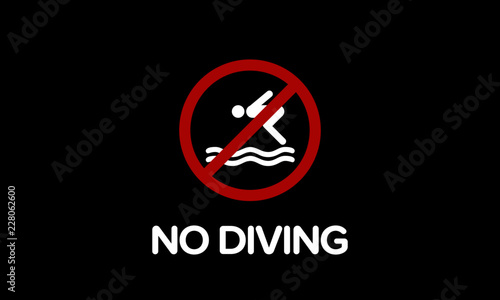 No Diving Allowed Sign Vector Illustration