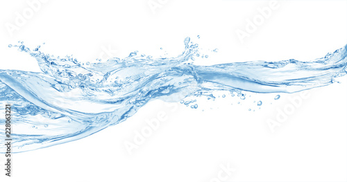 Plakat Woda, wodny pluśnięcie odizolowywający na białym tle, wodny pluśnięcie