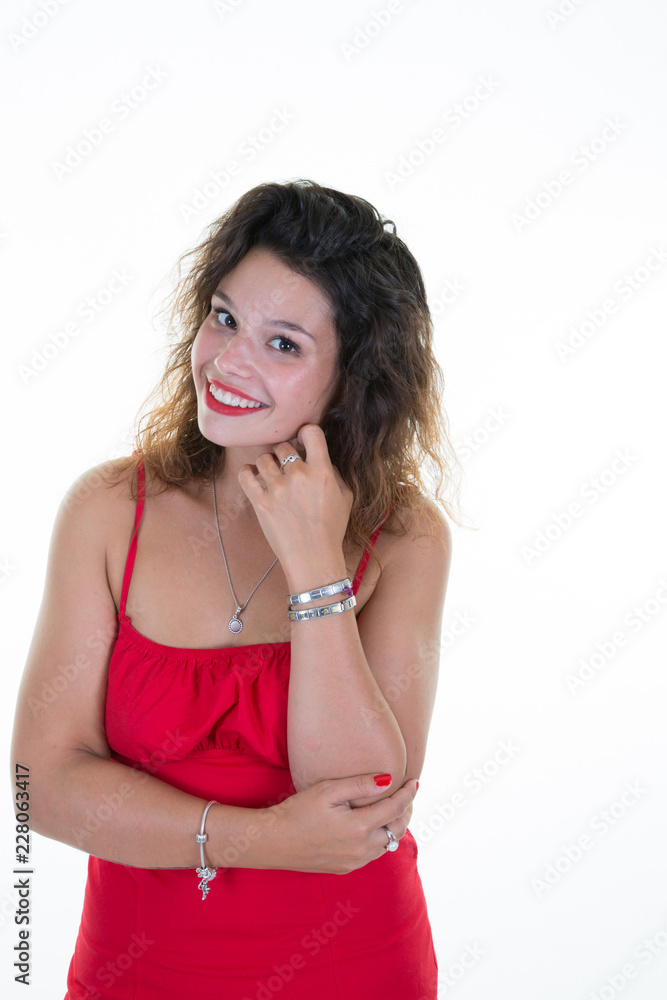 close up portrait cheerful beauty face girl hands on hair close up portrait cheerful beauty face girl hands on hair