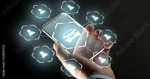 Fotografi business, transportation and future technology concept - close up of businessman