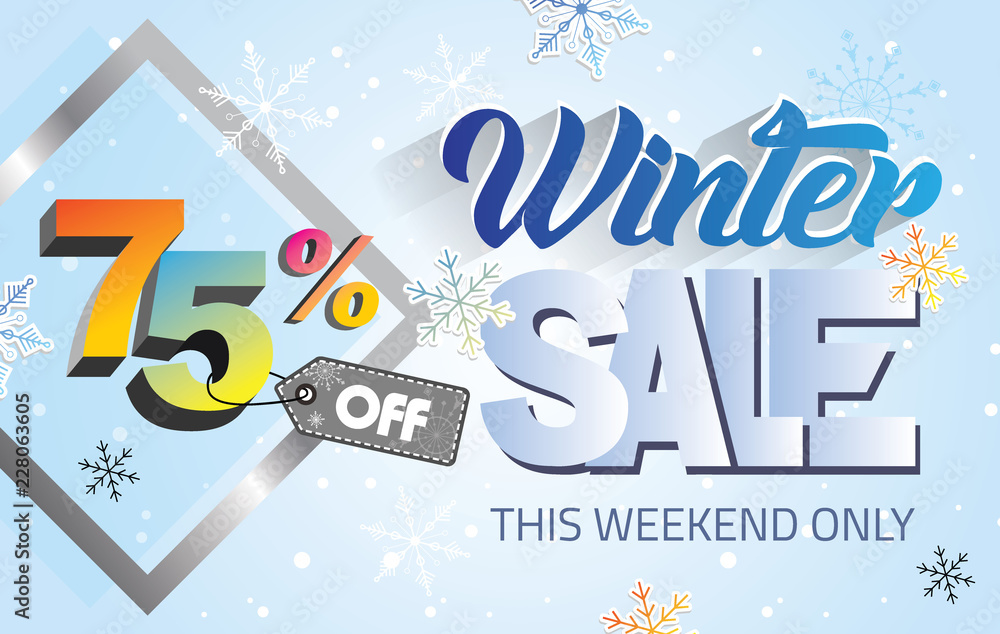 winter sale with blue background
