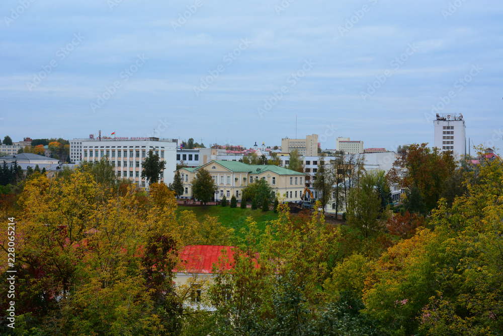 Vitebsk, Belarus - 10/06/2018: top view of the city center