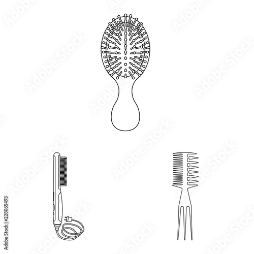 Vector design of brush and hair symbol. Set of brush and hairbrush stock vector illustration.