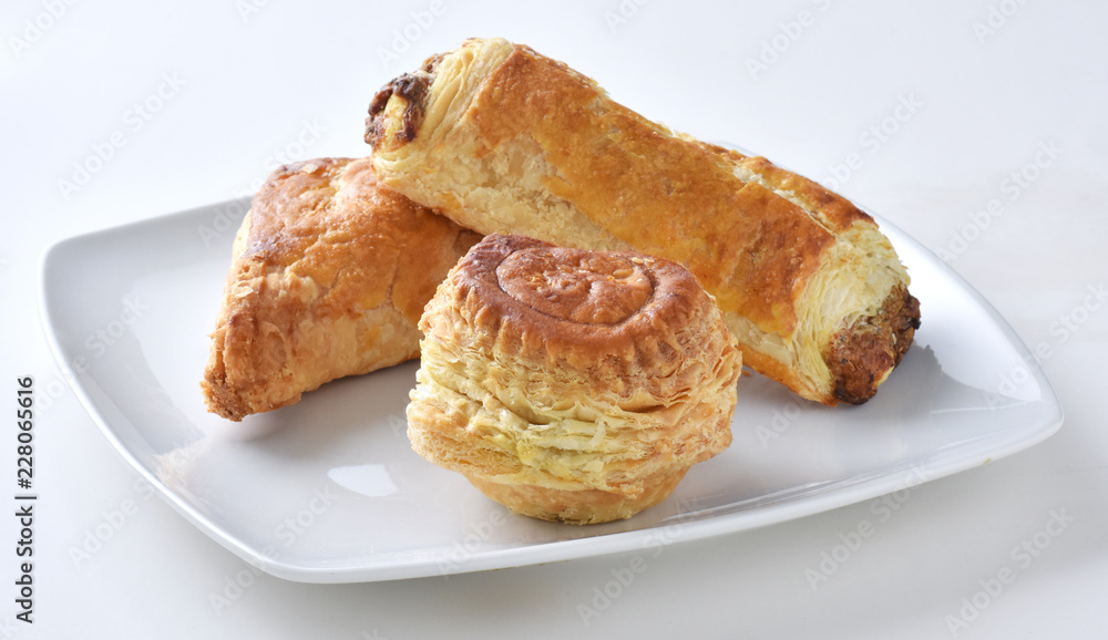 Puff Variety, Famous assorted puff snacks including sugar stick, vegetable/ chicken patties, french heart, plain pastry Puff Variety, Famous assorted puff snacks including sugar stick, vegetable/ chicken patties, french heart, plain pastry