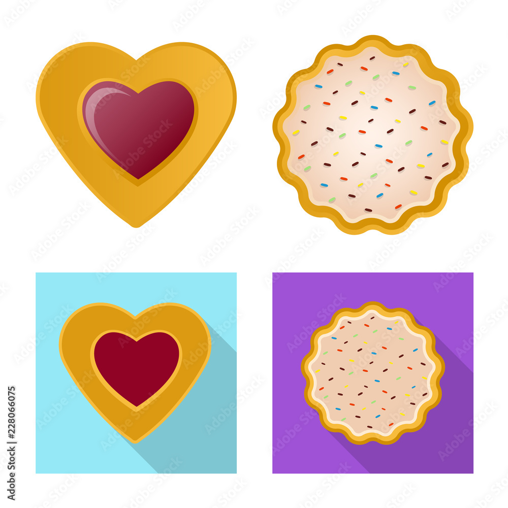 Vector design of biscuit and bake icon. Set of biscuit and chocolate stock vector illustration. Vector design of biscuit and bake icon. Set of biscuit and chocolate stock vector illustration.