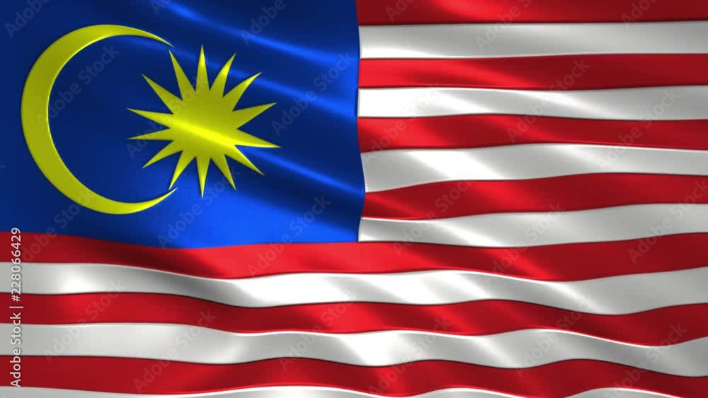 Charming 3D animation 4K flag of  Malaysia on silk and shadow