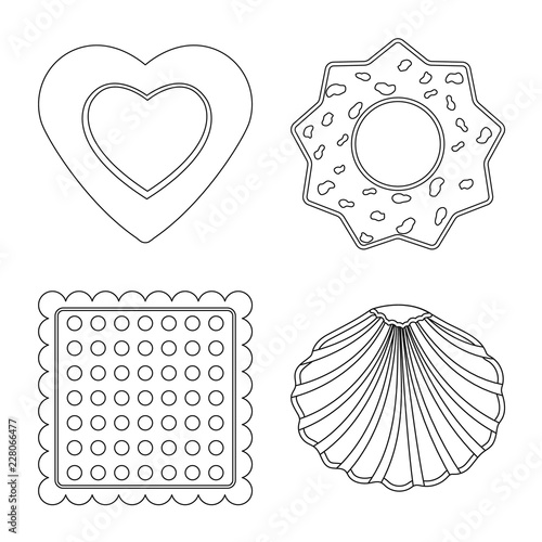 Vector design of biscuit and bake symbol. Set of biscuit and chocolate vector icon for stock. photo