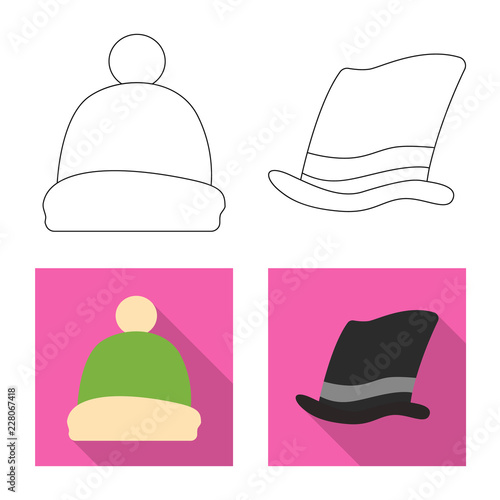 Vector design of headgear and cap logo. Collection of headgear and accessory vector icon for stock.