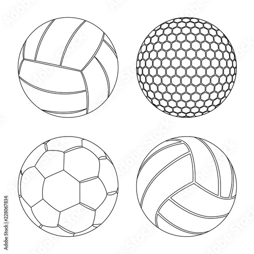 Vector design of sport and ball symbol. Set of sport and athletic vector icon for stock.