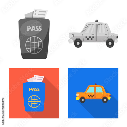Vector design of airport and airplane logo. Set of airport and plane vector icon for stock.