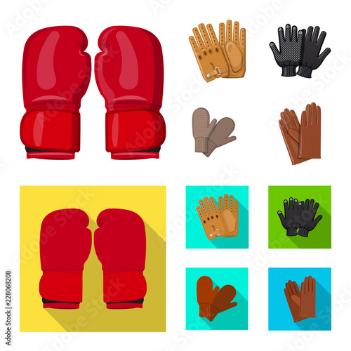 Vector design of glove and winter sign. Set of glove and equipment vector icon for stock.