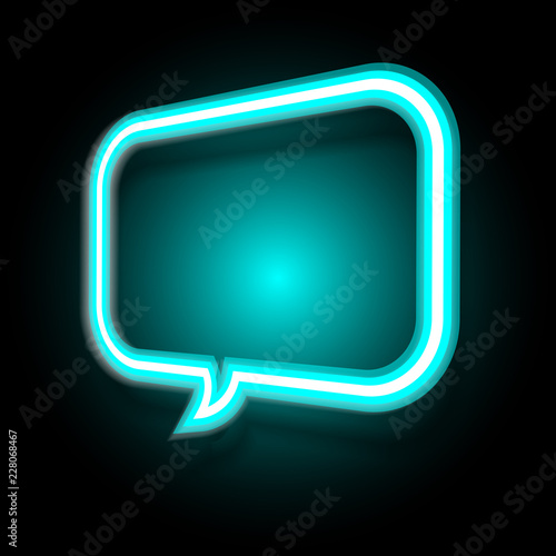 Neon speech bubble on dark background