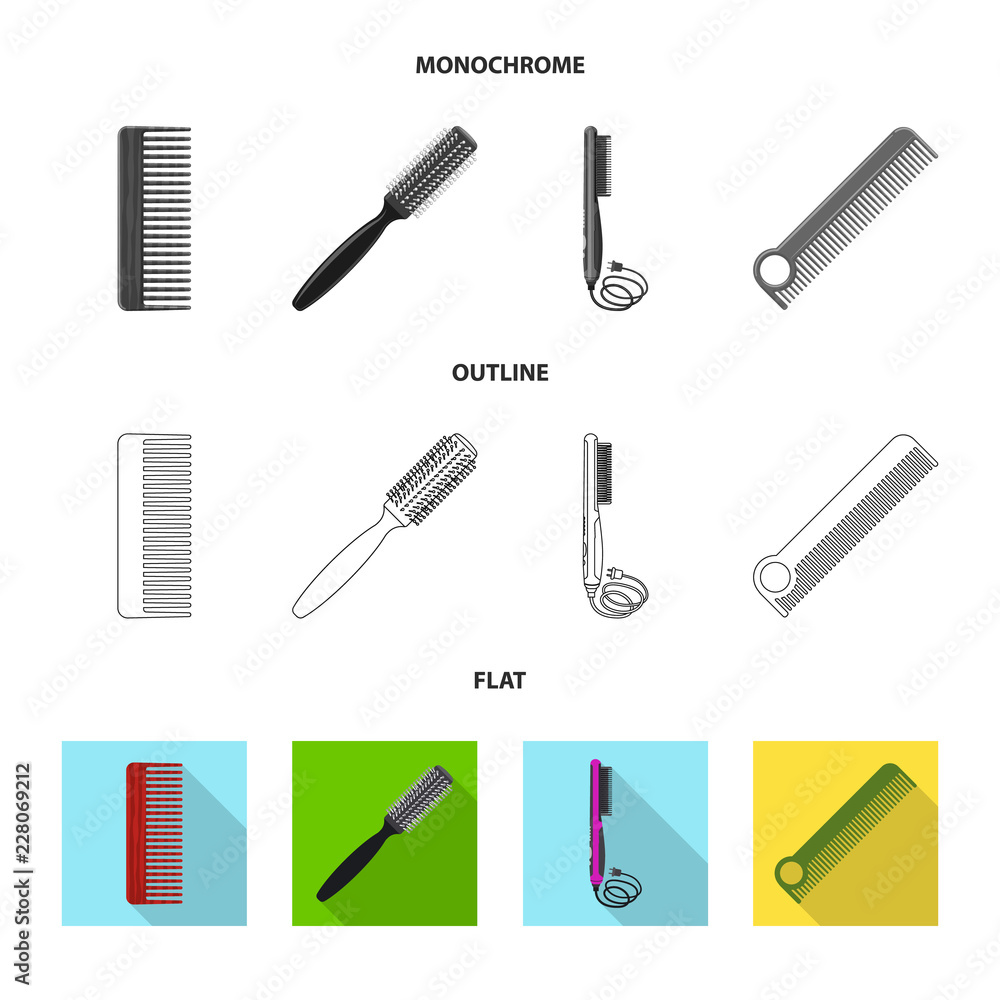 Isolated object of brush and hair icon. Set of brush and hairbrush stock symbol for web. Isolated object of brush and hair icon. Set of brush and hairbrush stock symbol for web.