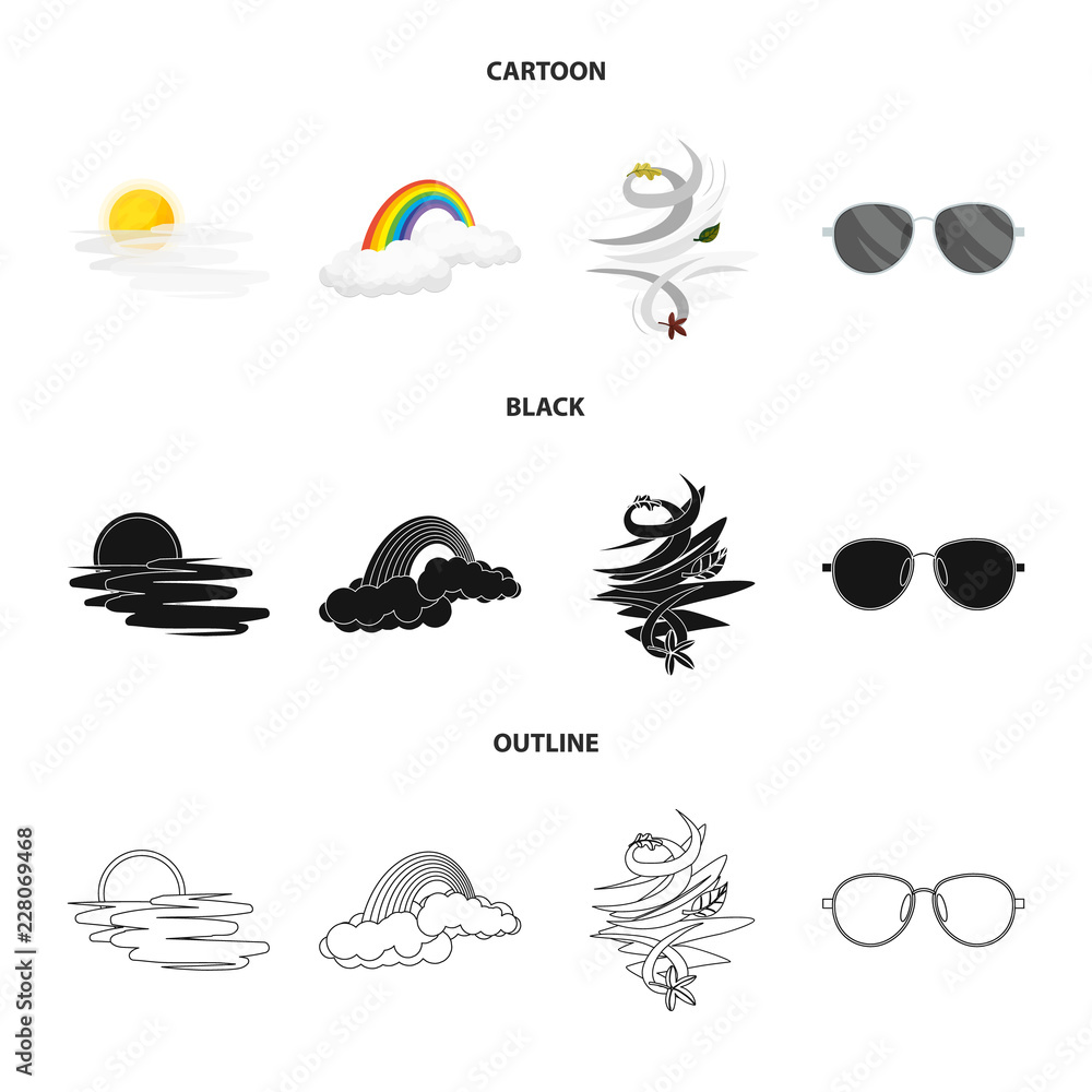 Naklejka premium Isolated object of weather and climate sign. Collection of weather and cloud stock vector illustration.