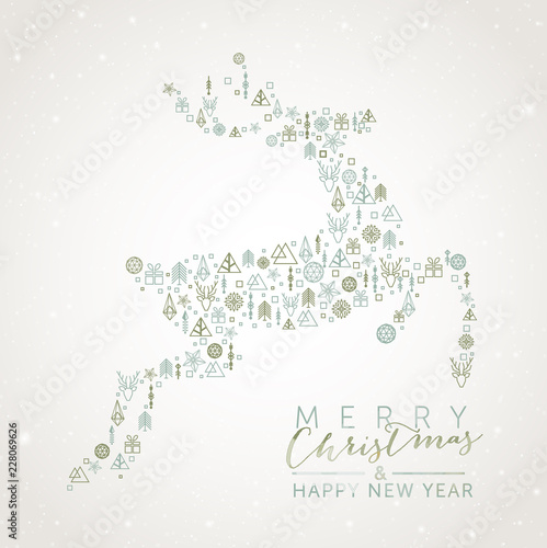 Christmas Reindeer with geometric elements