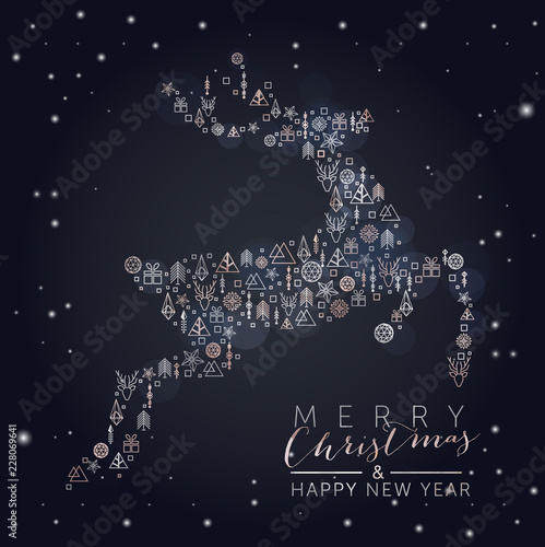 Christmas Reindeer with geometric elements
