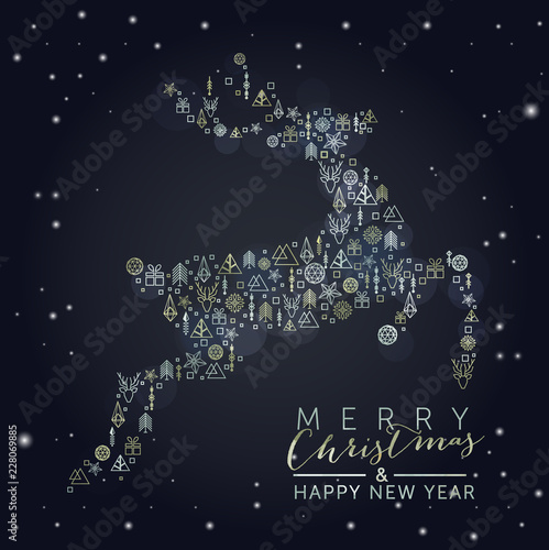 Christmas Reindeer with geometric elements