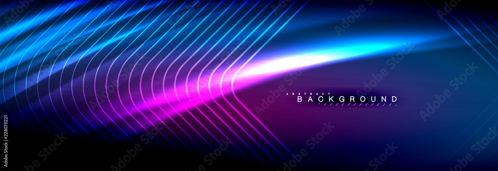 Neon glowing fluid wave lines, magic energy space light concept, abstract background wallpaper design Neon glowing fluid wave lines, magic energy space light concept, abstract background wallpaper design