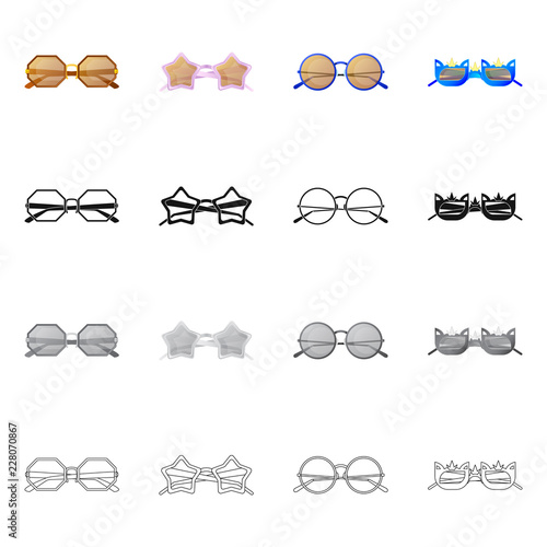 Fototapeta Naklejka Na Ścianę i Meble -  Isolated object of glasses and sunglasses sign. Set of glasses and accessory stock symbol for web.