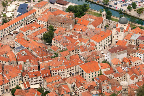 old stone buildings and Saint Nicholas church Kotor town Montenegro