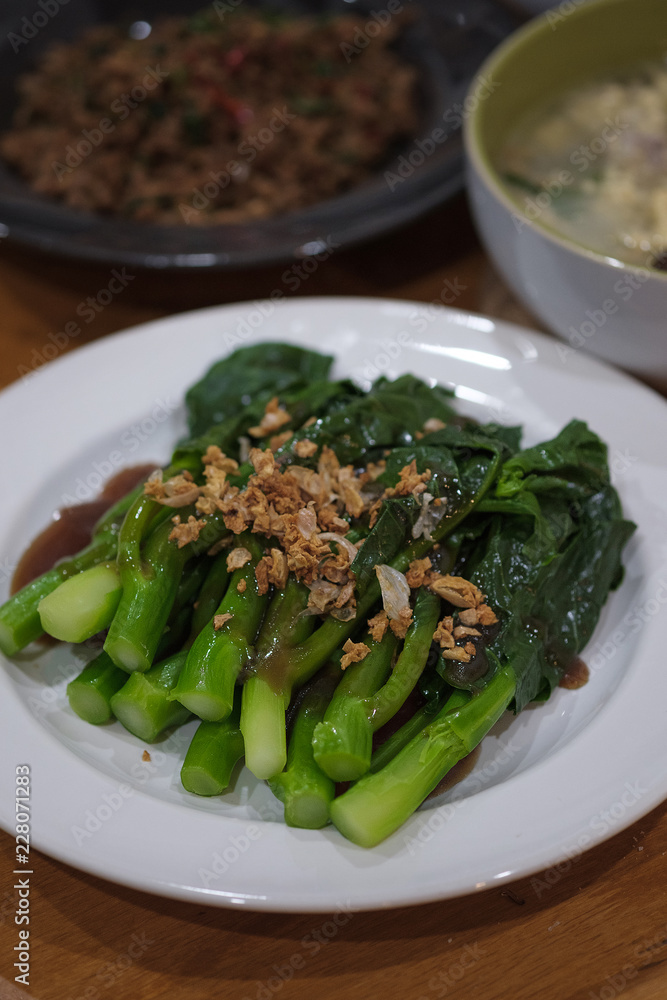 Chinese kale fried in oyster sauce
