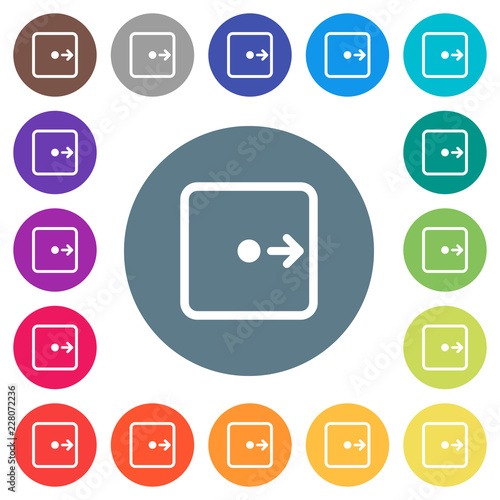 Move object right flat white icons on round color backgrounds