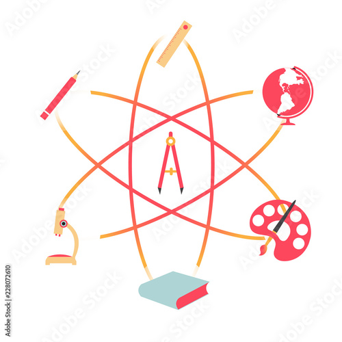 Atom icon and education icons. Vector illustration design.