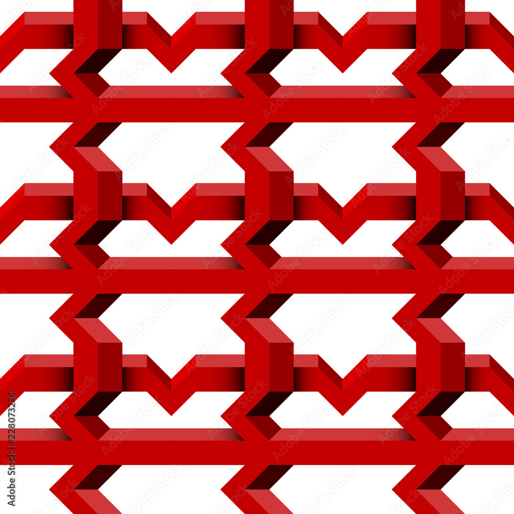 Red grid. Abstract seamless geometric 3d pattern Red grid. Abstract seamless geometric 3d pattern